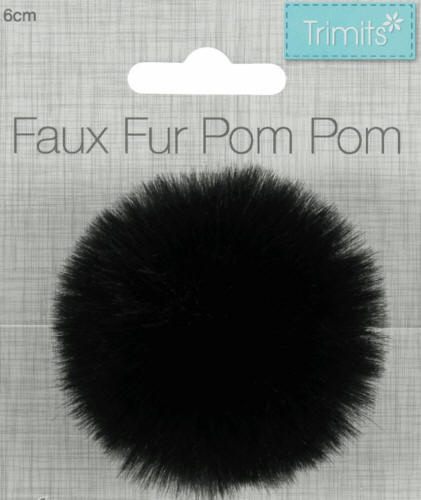 Black Faux Fur 6cm Pompom