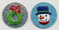 Glittery Round Snowman and Wreath 