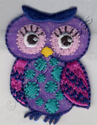 Lilac Owl with Pink Eyes and Wings 